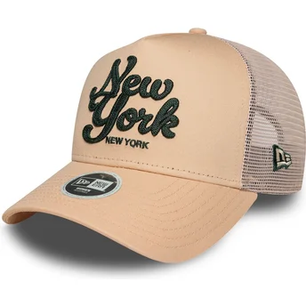 Casquette trucker rose pour femme A Frame City New York New Era