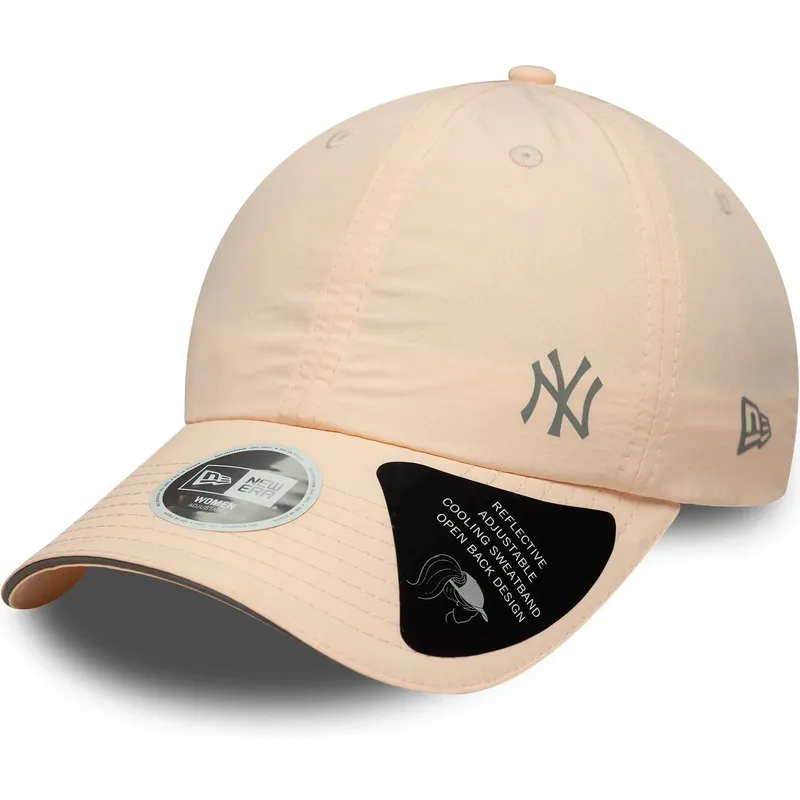 lyserod-justerbar-curved-kasket-til-kvinder-open-back-flawless-fra-new-york-yankees-mlb-fra-new-era