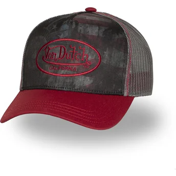 Von Dutch SUBL09 graue und rote Trucker-Kappe