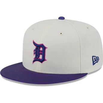 Beige og violet fitted flat cap 59FIFTY CLR DVLP fra Detroit Tigers MLB fra New Era