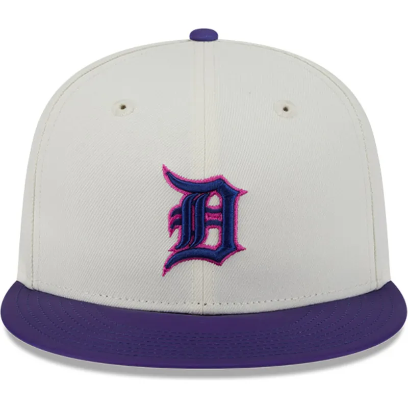 beige-und-violette-anliegende-flat-cap-59fifty-clr-dvlp-der-detroit-tigers-mlb-von-new-era