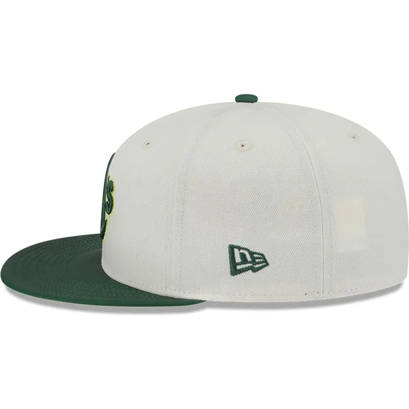 beige-und-grune-anliegende-flat-cap-59fifty-clr-dvlp-der-oakland-athletics-mlb-von-new-era