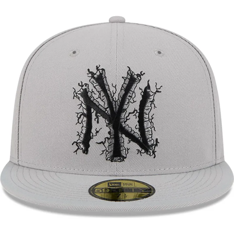 graue-angepasste-59fifty-cracked-flatcap-der-new-york-yankees-mlb-von-new-era