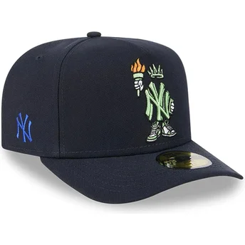 New Era Curved Brim 59FIFTY A Frame Cartoon New York Yankees MLB Navy Blue Fitted Cap