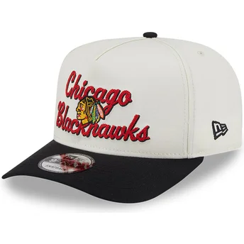 Σκουφάκι καμπύλο μπεζ και μαύρο snapback 9FIFTY A Frame Chainstitch των Chicago Blackhawks NHL από την New Era