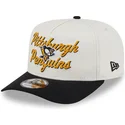 beige-und-schwarze-gebogene-snapback-kappe-9fifty-a-frame-chainstitch-der-pittsburgh-penguins-nhl-von-new-era