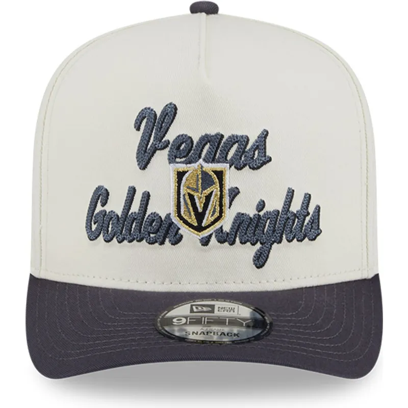 beige-og-gra-buet-snapback-9fifty-a-frame-chainstitch-kasket-fra-vegas-golden-knights-nhl-fra-new-era