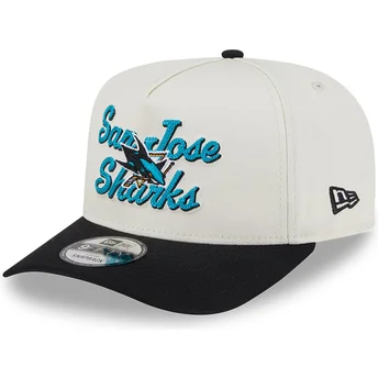 Καπέλο καμπύλης μπεζ και μαύρο snapback 9FIFTY A Frame Chainstitch των San Jose Sharks NHL της New Era