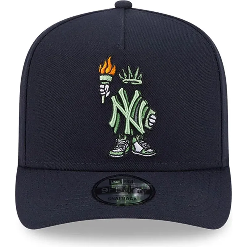 dunkelblaue-gebogene-snapback-kappe-9fifty-a-frame-cartoon-der-new-york-yankees-mlb-von-new-era