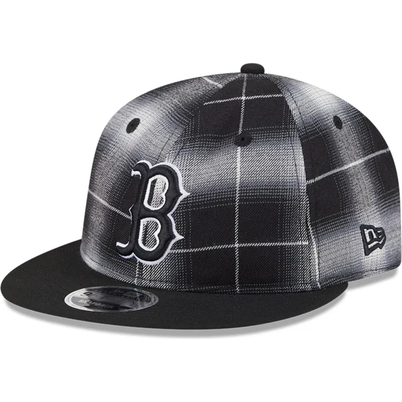 shapka-ploska-cherna-snapbek-9fifty-retro-crown-plaid-na-boston-red-sox-mlb-ot-new-era