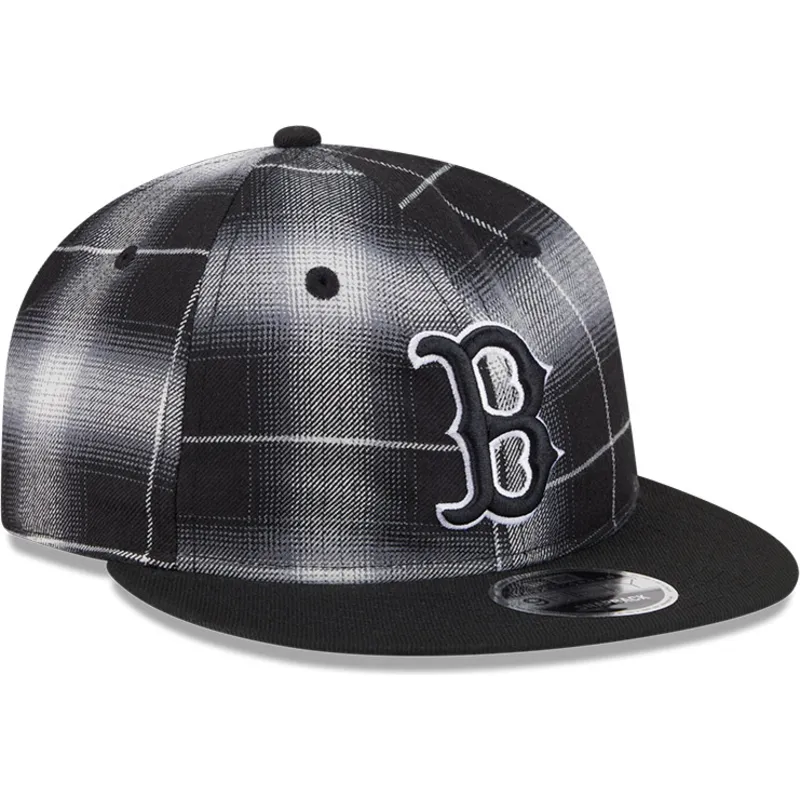 shapka-ploska-cherna-snapbek-9fifty-retro-crown-plaid-na-boston-red-sox-mlb-ot-new-era