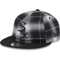 shapka-ploska-cherna-snapbek-9fifty-retro-crown-plaid-na-chicago-white-sox-mlb-ot-new-era