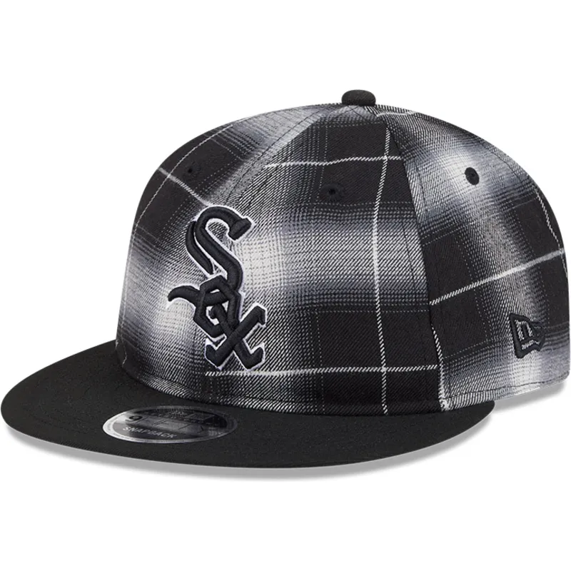 shapka-ploska-cherna-snapbek-9fifty-retro-crown-plaid-na-chicago-white-sox-mlb-ot-new-era