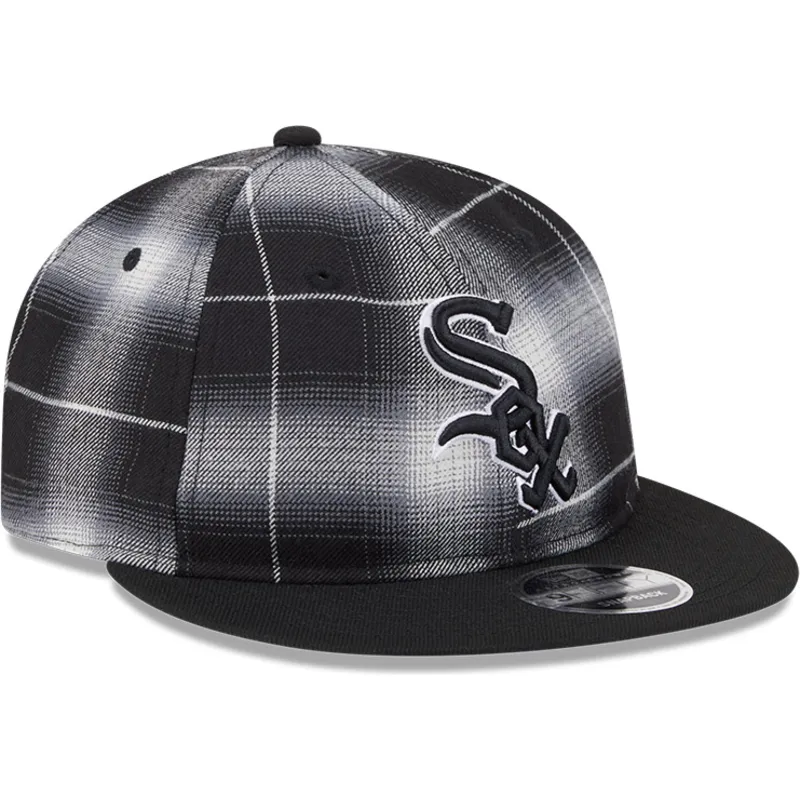 shapka-ploska-cherna-snapbek-9fifty-retro-crown-plaid-na-chicago-white-sox-mlb-ot-new-era