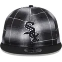 shapka-ploska-cherna-snapbek-9fifty-retro-crown-plaid-na-chicago-white-sox-mlb-ot-new-era