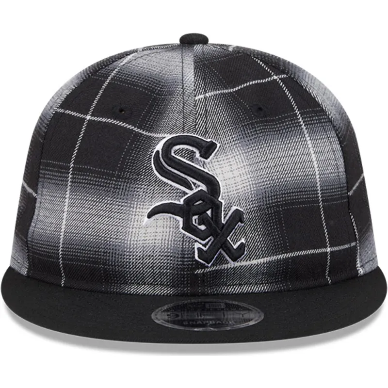 shapka-ploska-cherna-snapbek-9fifty-retro-crown-plaid-na-chicago-white-sox-mlb-ot-new-era