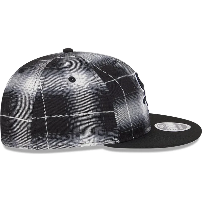 shapka-ploska-cherna-snapbek-9fifty-retro-crown-plaid-na-chicago-white-sox-mlb-ot-new-era