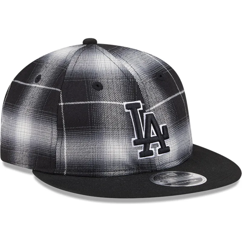shapka-ploska-cherna-snapbek-9fifty-retro-crown-plaid-na-los-angeles-dodgers-mlb-ot-new-era