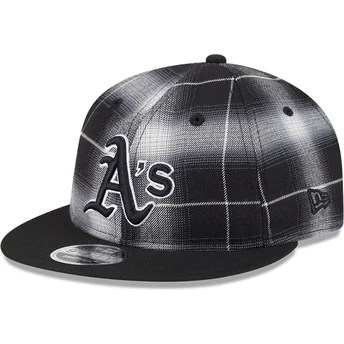 Шапка плоска черна снапбек 9FIFTY Retro Crown Plaid на Oakland Athletics MLB от New Era