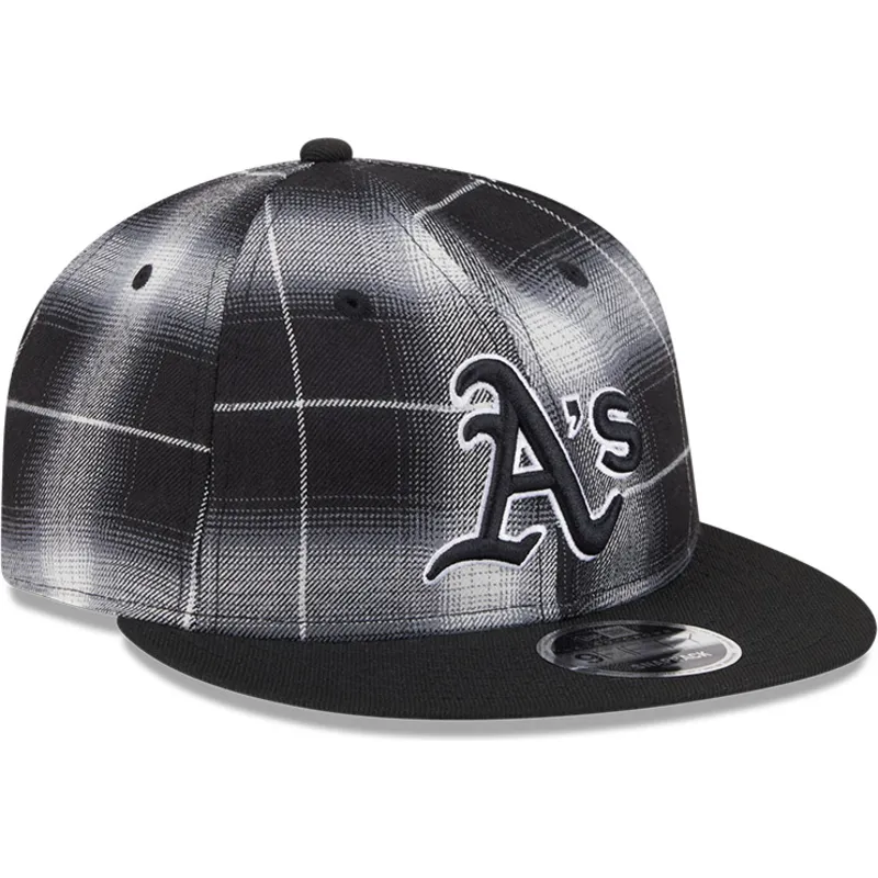 sort-fladskaerms-snapback-9fifty-retro-crown-plaid-oakland-athletics-mlb-kasket-fra-new-era