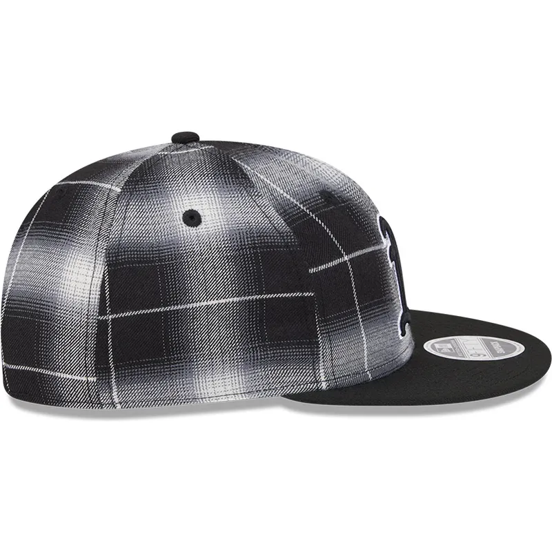 shapka-ploska-cherna-snapbek-9fifty-retro-crown-plaid-na-oakland-athletics-mlb-ot-new-era