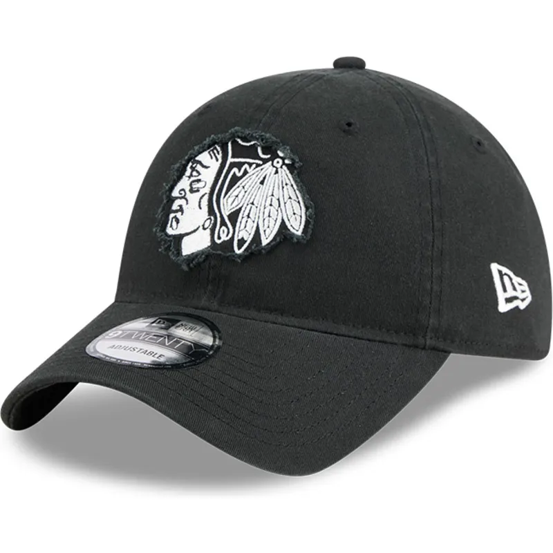 new-era-izvita-kozirka-9twenty-stamp-chicago-blackhawks-nhl-cherna-reguliruema-shapka