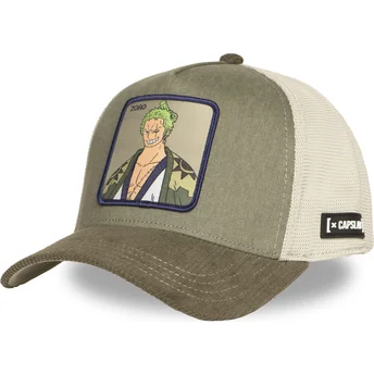 Gorra trucker verde y beige Roronoa Zoro OP6 ZOR One Piece de Capslab