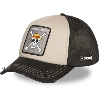 Καπέλο τράκερ μπεζ και μαύρο Straw Hat Pirates OP6 STR One Piece από Capslab
