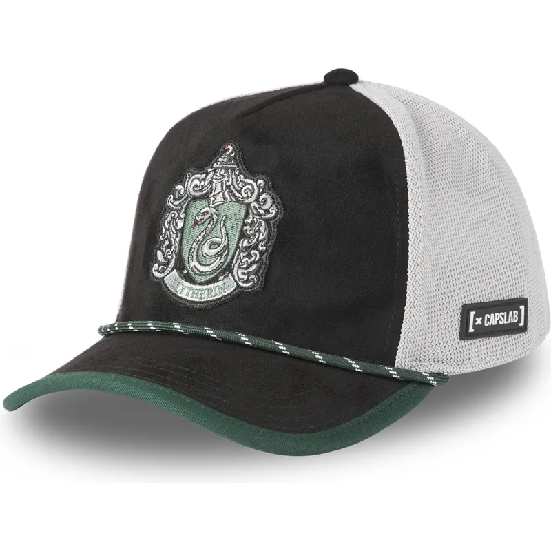 trucker-kasket-sort-og-hvid-slytherin-hp3-sly-harry-potter-fra-capslab
