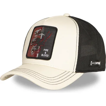 Casquette trucker beige et noire La Maison Targaryen Fire And Blood GOT TAR Game of Thrones Capslab