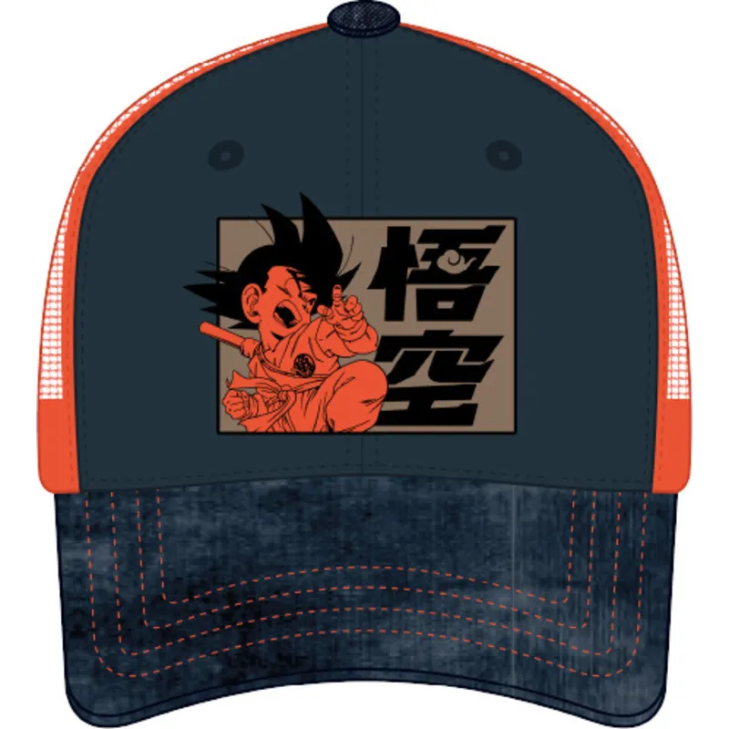 trucker-kasket-bla-og-orange-son-goku-barn-db6-kid-dragon-ball-fra-capslab