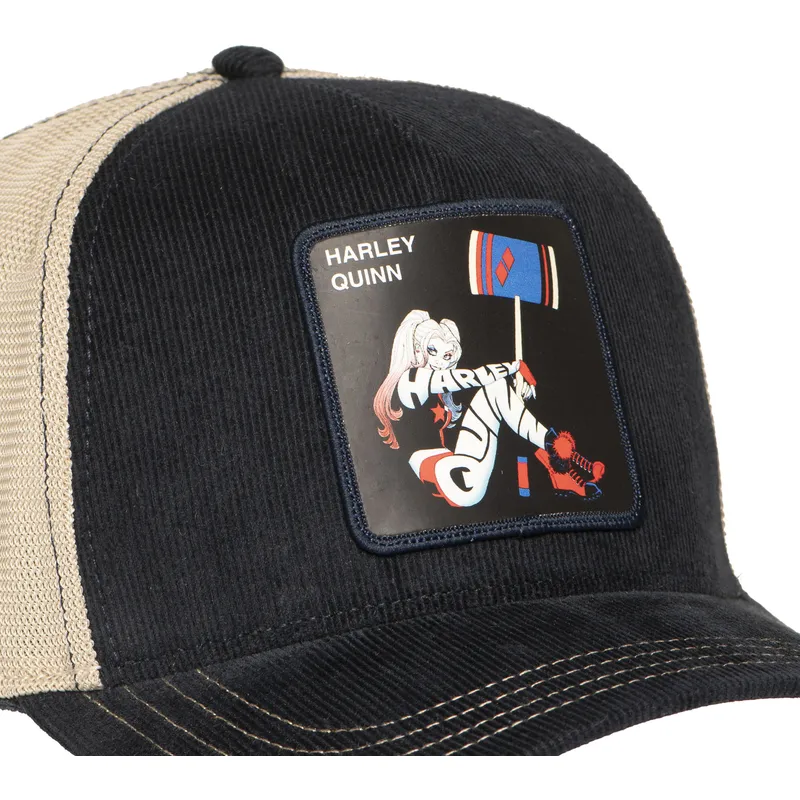 sort-og-beige-harley-quinn-dc10-har-dc-comics-trucker-kasket-fra-capslab