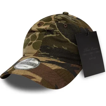 Justerbar 9TWENTY Brushed Cotton Three Looms Woodland camouflage cap med buet skygge fra New Era
