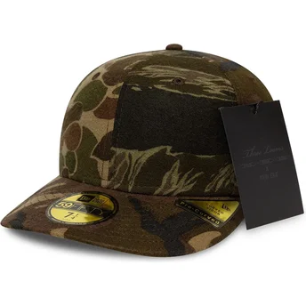 Buet kasket camouflage tilpasset 59FIFTY Pre-Curved Brushed Cotton Three Looms Woodland fra New Era