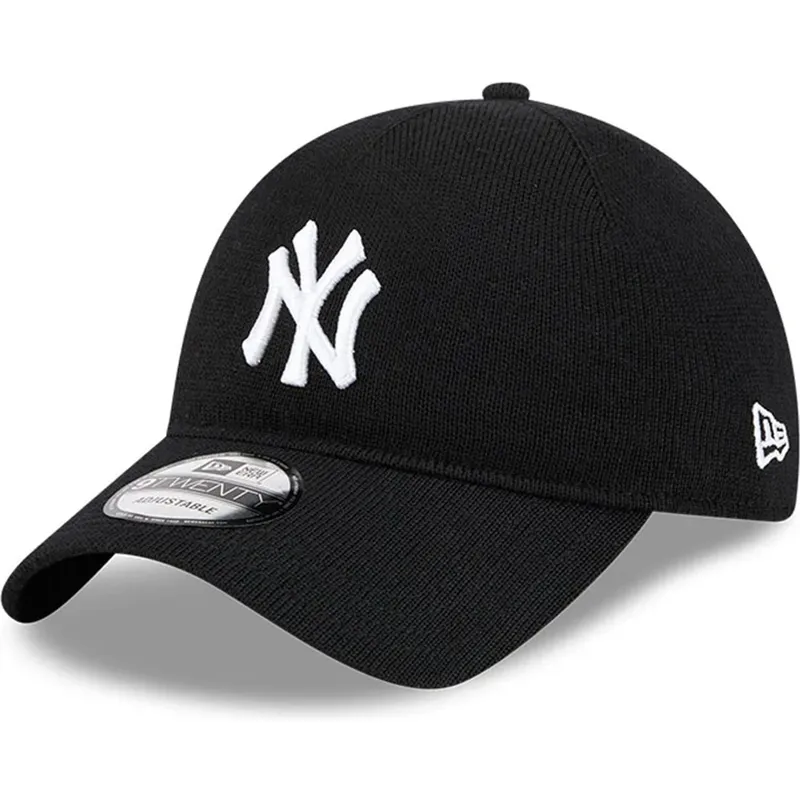 justerbar-sort-buet-kasket-9twenty-merino-wool-yarn-fra-new-york-yankees-mlb-fra-new-era
