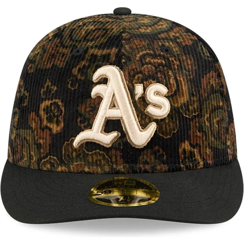 new-era-izvita-periferiya-59fifty-nisk-profil-floral-cord-three-looms-printiran-kadifen-rips-oakland-athletics-mlb-cherna-prilep