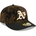 casquette-courbee-noire-ajustee-59fifty-low-profile-floral-cord-three-looms-printed-corduroy-oakland-athletics-mlb-new-era
