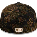 casquette-courbee-noire-ajustee-59fifty-low-profile-floral-cord-three-looms-printed-corduroy-oakland-athletics-mlb-new-era