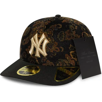 Sort buet kasket justerbar 59FIFTY Low Profile Floral Cord Three Looms Printed Corduroy fra New York Yankees MLB fra New Era