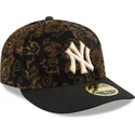 sort-buet-kasket-justerbar-59fifty-low-profile-floral-cord-three-looms-printed-corduroy-fra-new-york-yankees-mlb-fra-new-era