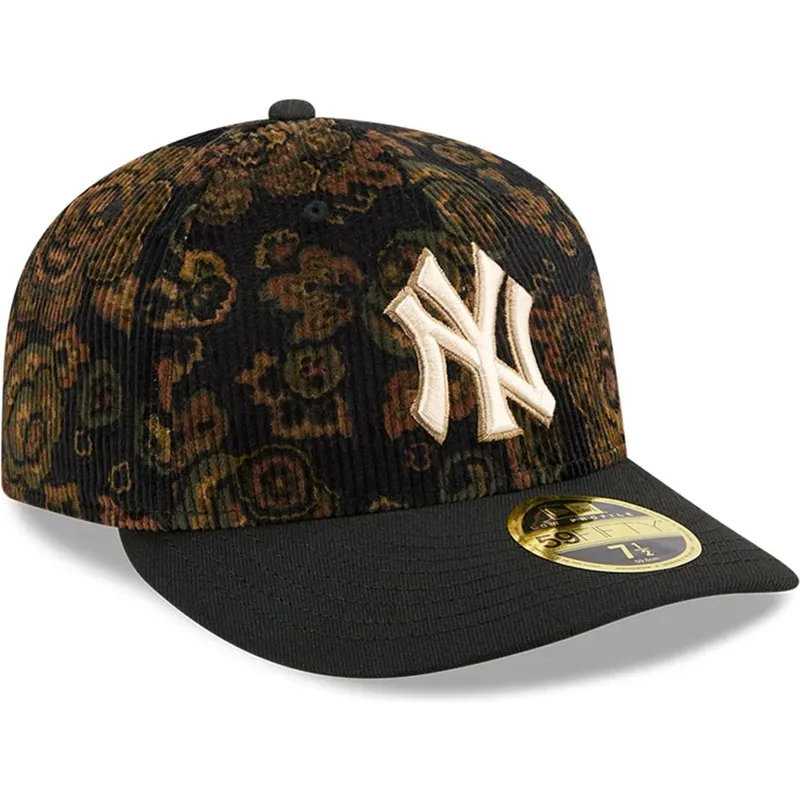 shapka-izvita-cherna-prilepnala-59fifty-low-profile-floral-cord-three-looms-printed-corduroy-na-new-york-yankees-mlb-ot-new-era