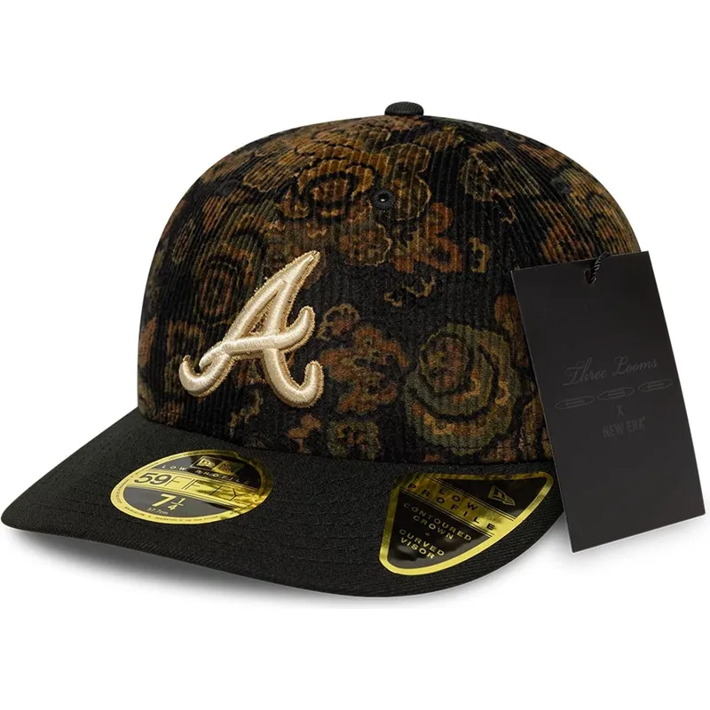 atlanta-braves-mlb-new-era-59fifty-low-profile-floral-cord-three-looms-printed-corduroy-sort-buet-justerbar-kasket