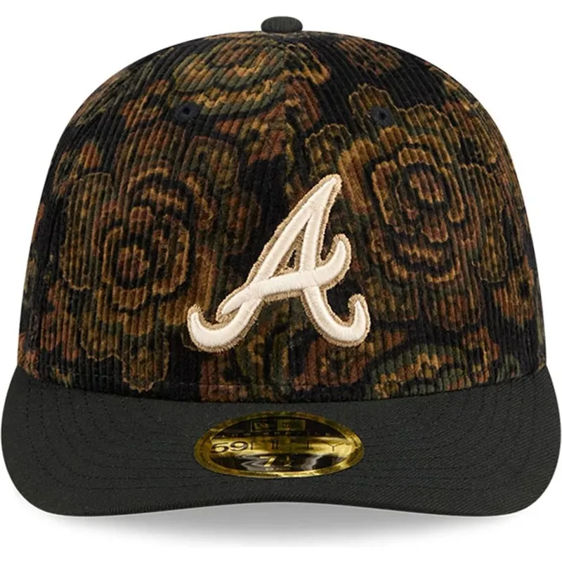 atlanta-braves-mlb-new-era-59fifty-low-profile-floral-cord-three-looms-printed-corduroy-sort-buet-justerbar-kasket