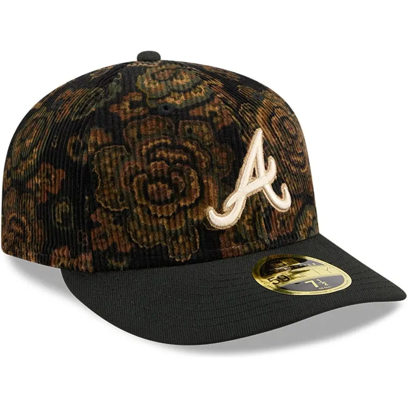 atlanta-braves-mlb-new-era-59fifty-low-profile-floral-cord-three-looms-printed-corduroy-sort-buet-justerbar-kasket