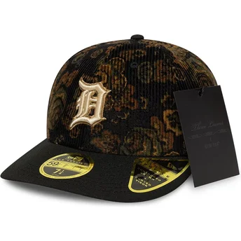 Μαύρο καμπυλωτό καπέλο 59FIFTY Low Profile Floral Cord Three Looms Printed Corduroy των Detroit Tigers MLB της New Era