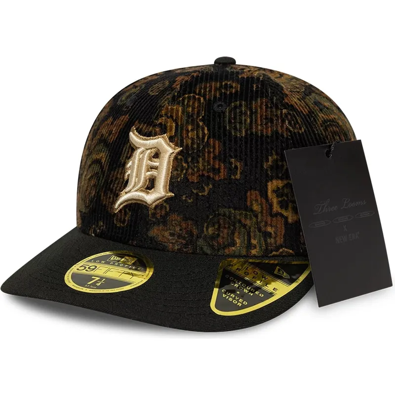 shapka-izvita-cherna-prilepnala-59fifty-low-profile-floral-cord-three-looms-printed-corduroy-na-detroit-tigers-mlb-ot-new-era