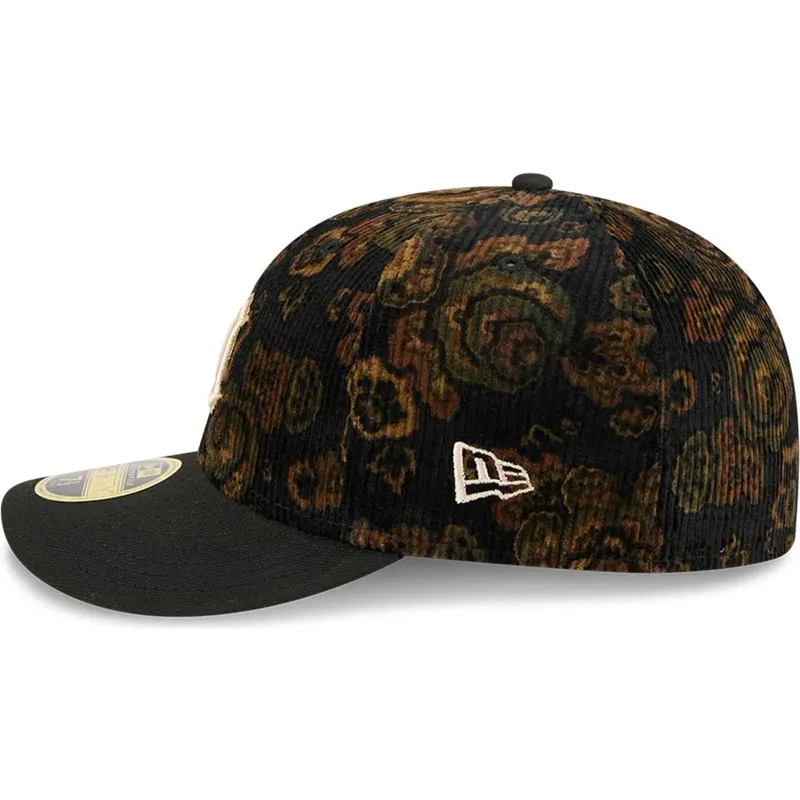 sort-buet-kasket-justerbar-59fifty-low-profile-floral-cord-three-looms-printed-corduroy-fra-detroit-tigers-mlb-fra-new-era