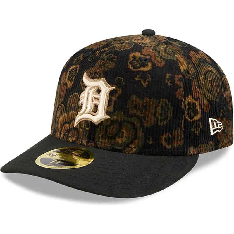 shapka-izvita-cherna-reguliruema-59fifty-low-profile-floral-cord-three-looms-printed-corduroy-na-detroit-tigers-mlb-ot-new-era