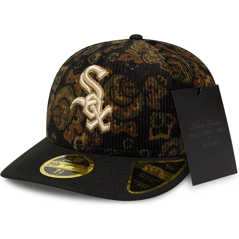 chicago-white-sox-mlb-new-era-59fifty-low-profile-floral-cord-three-looms-printed-corduroy-sort-buet-tilpasset-kasket