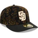 sort-buet-kasket-justerbar-59fifty-low-profile-floral-cord-three-looms-printed-corduroy-fra-san-diego-padres-mlb-fra-new-era